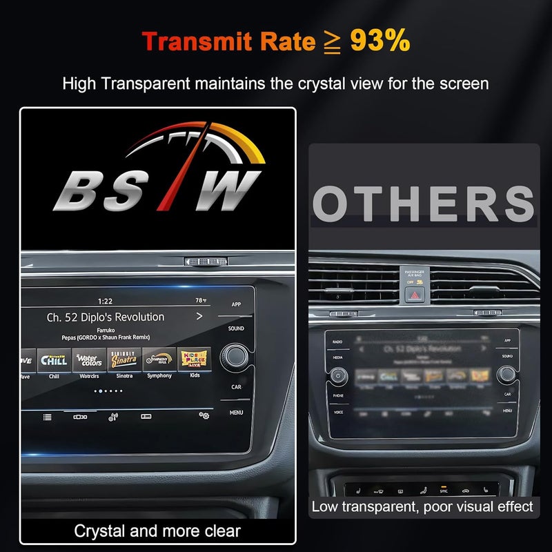 BSTW for 2024 Volkswagen Tiguan Screen Protector for 2018-2023 2024 VW Tiguan/Atlas/Taos 8" Touchscreen for 2024 VW Tiguan Accessories Anti-Scratch Tempered Glass Protective Film - Image 5